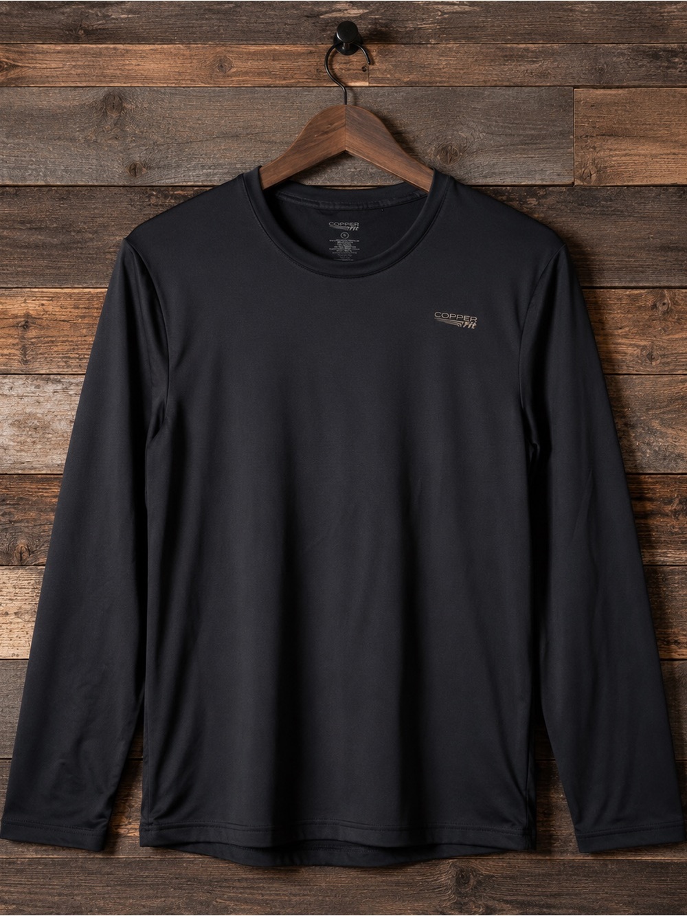 Copper Fit Men’s Long Sleeve Crew Shirt - Black